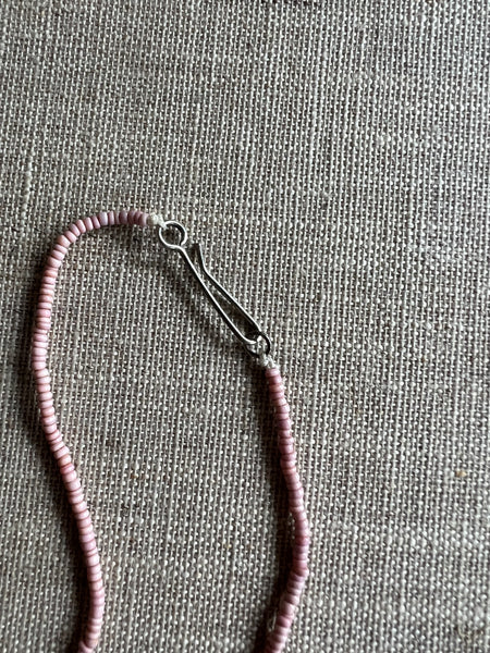 CAST SILVER - Star Necklace on Vintage glass beads - pale pink star