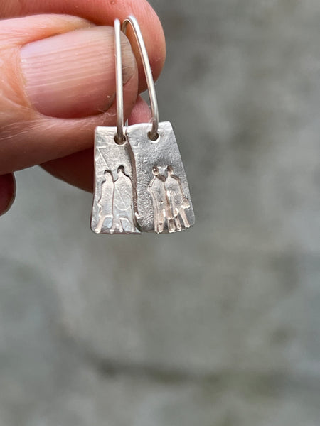 CAST SILVER - silver FOLK studs - hand formed lost wax earrings MMCSS09