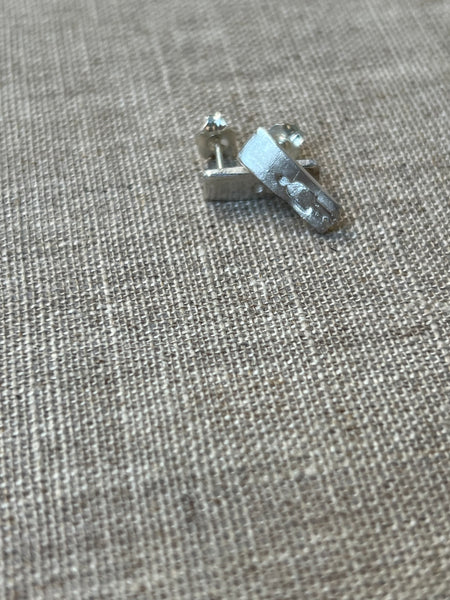 CAST SILVER - silver FOLK studs - hand formed lost wax earrings MMCSS09