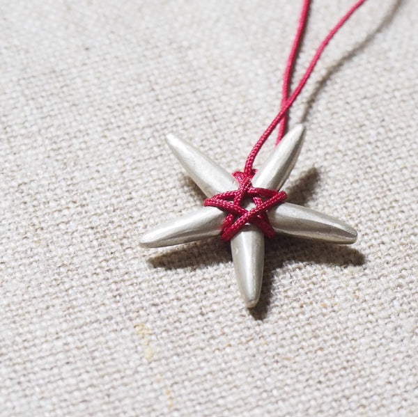 CAST SILVER - silver slim star pendant - carved lost wax necklace MMCSN03