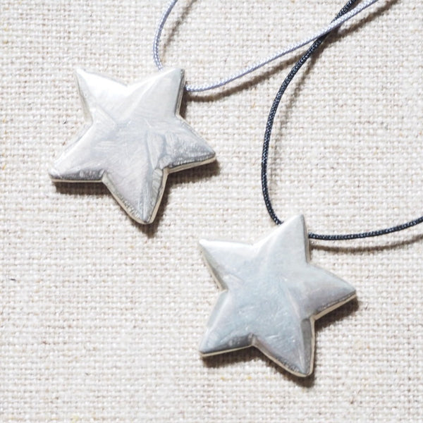 CAST SILVER - silver solid star pendant - carved lost wax necklace MMCSN02