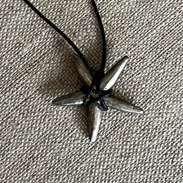 CAST SILVER - oxidised sterling slim silver star necklace