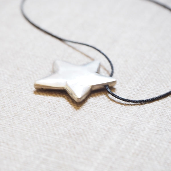 CAST SILVER - silver solid star pendant - carved lost wax necklace MMCSN02