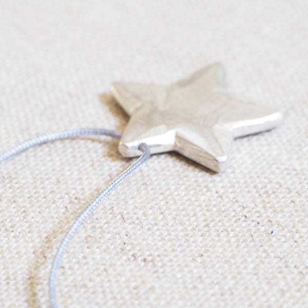 CAST SILVER - silver solid star pendant - carved lost wax necklace MMCSN02