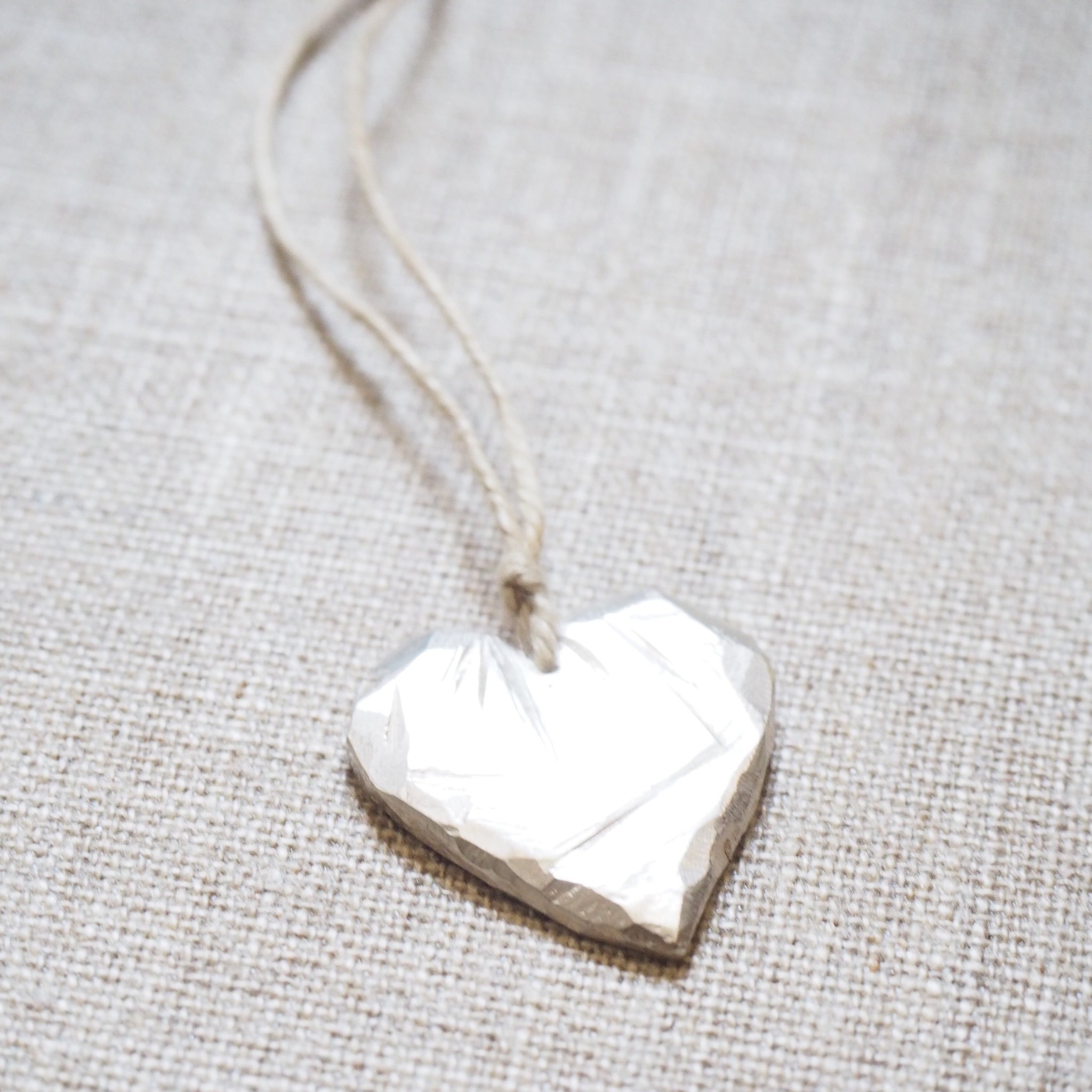 CAST SILVER - carved heart pendant - carved lost wax necklace MMCSN04