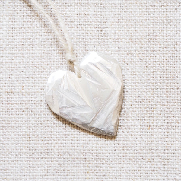 CAST SILVER - carved heart pendant - carved lost wax necklace MMCSN04