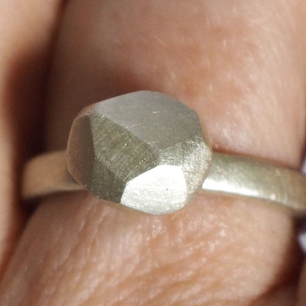 CAST SILVER - silver rock ring - hand carved lost wax ring MMCSR03