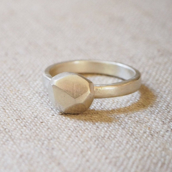 CAST SILVER - silver rock ring - hand carved lost wax ring MMCSR03