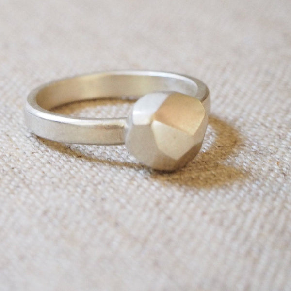 CAST SILVER - silver rock ring - hand carved lost wax ring MMCSR03