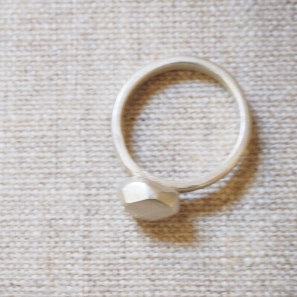 CAST SILVER - silver rock ring - hand carved lost wax ring MMCSR03